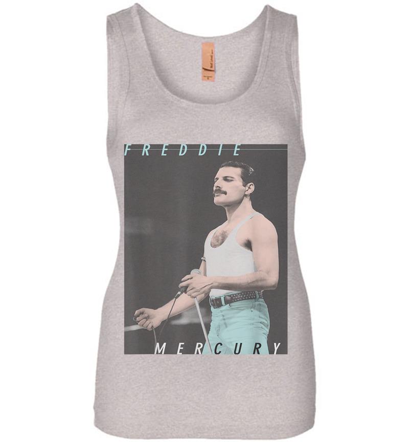Inktee Store - Freddie Mercury Official Blue Jeans Live Icon Womens Jersey Tank Top Image