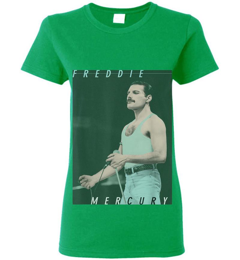 Inktee Store - Freddie Mercury Official Blue Jeans Live Icon Womens T-Shirt Image