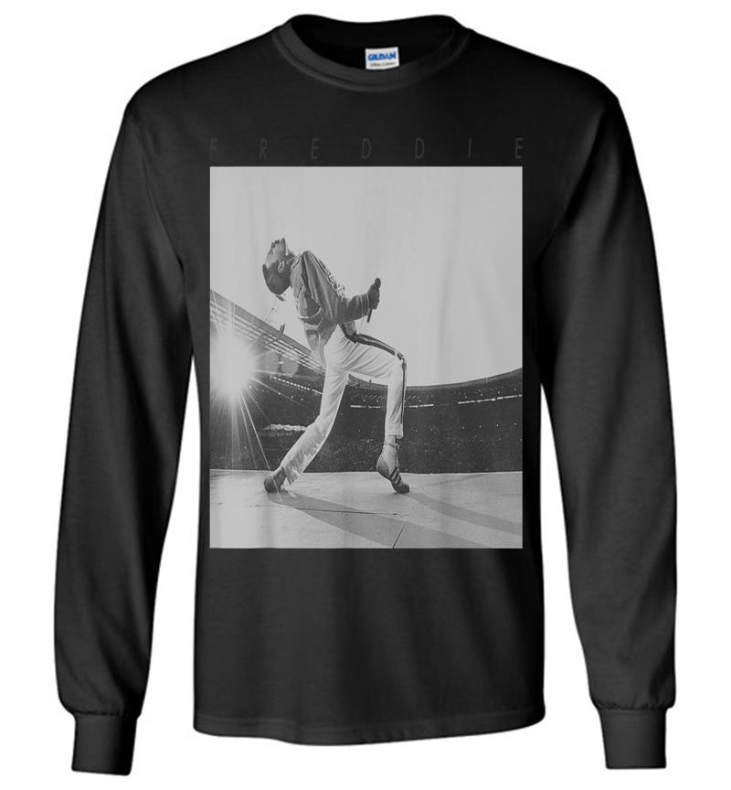 Freddie Mercury Official Howl Stage Icon B&w Photo Long Sleeve T-shirt