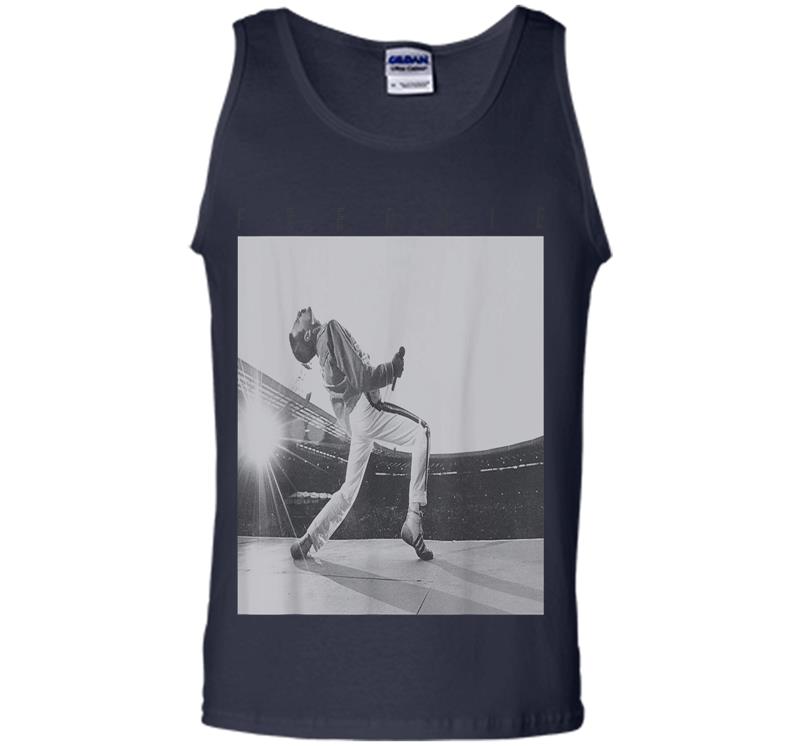 Inktee Store - Freddie Mercury Official Howl Stage Icon B&Amp;W Photo Mens Tank Top Image