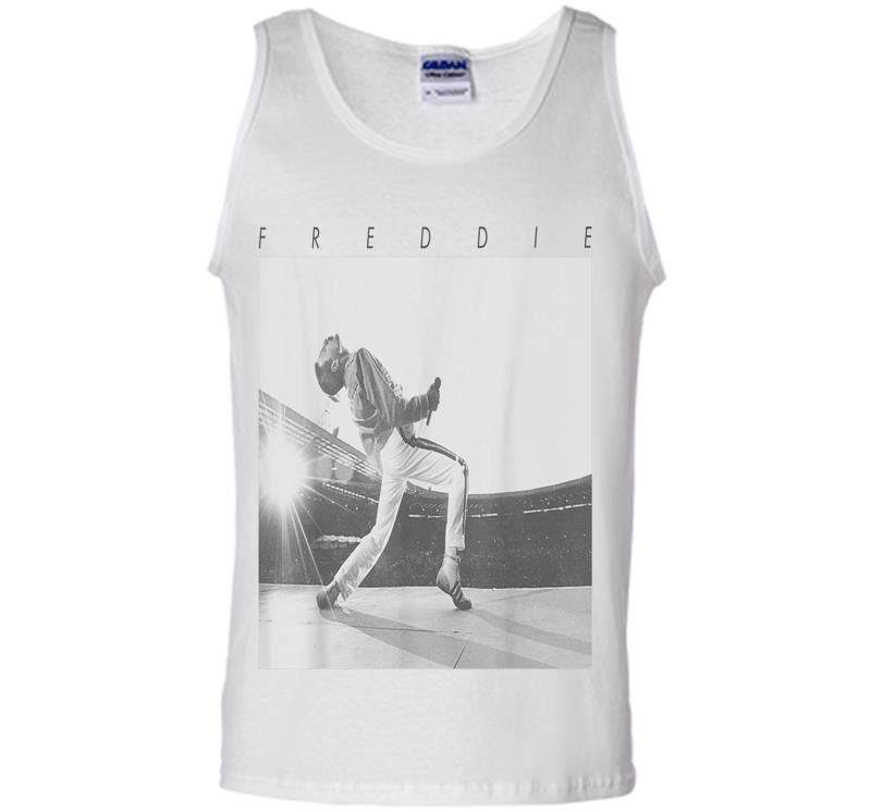 Inktee Store - Freddie Mercury Official Howl Stage Icon B&Amp;W Photo Mens Tank Top Image