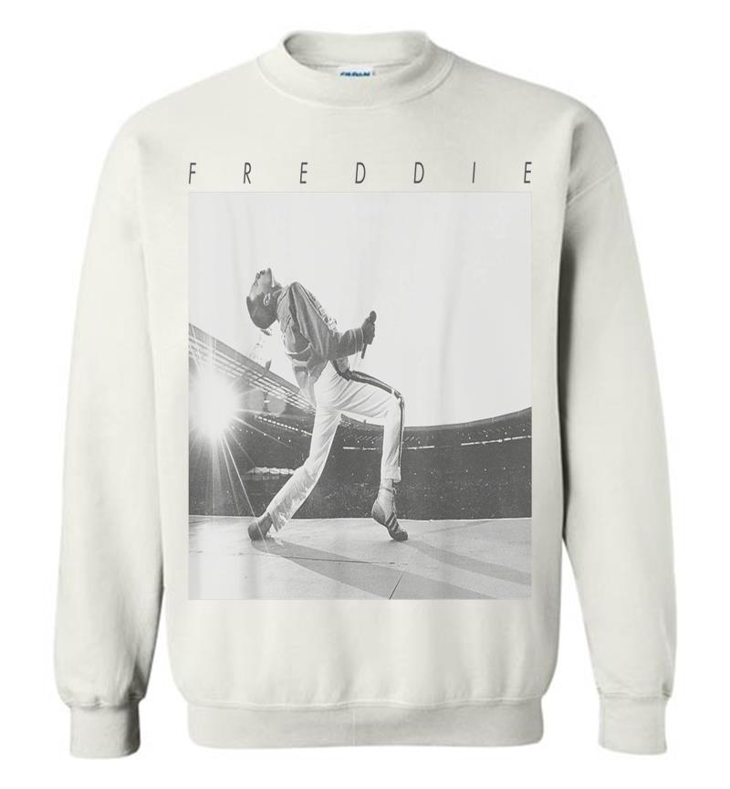 Inktee Store - Freddie Mercury Official Howl Stage Icon B&Amp;W Photo Sweatshirt Image