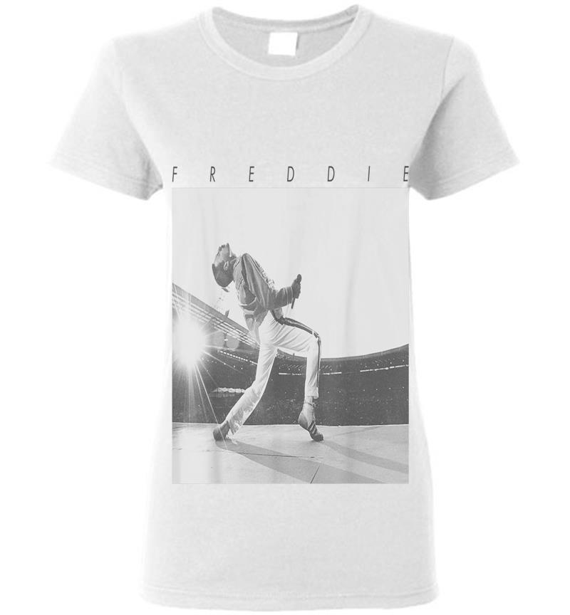 Inktee Store - Freddie Mercury Official Howl Stage Icon B&Amp;W Photo Womens T-Shirt Image