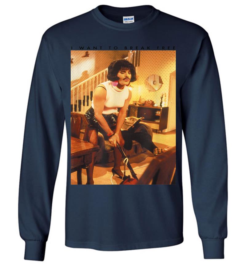 Inktee Store - Freddie Mercury Official I Want To Break Free Hoover Long Sleeve T-Shirt Image