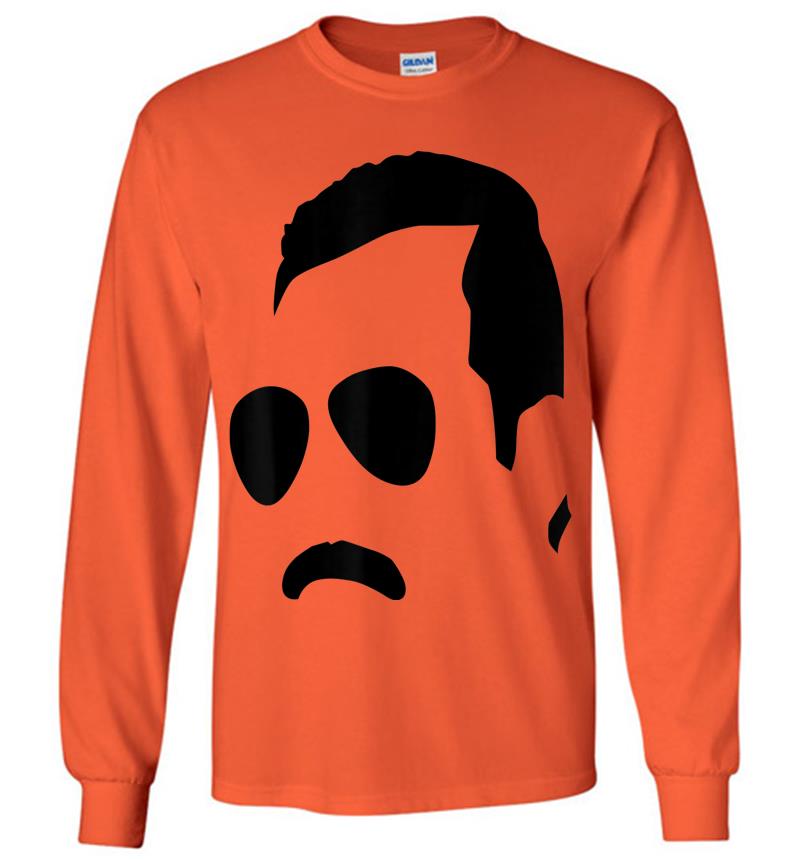 Inktee Store - Freddie Mercury Official Monochrome Block Face Long Sleeve T-Shirt Image
