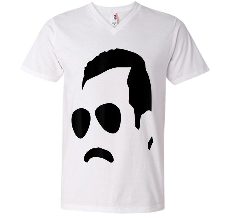 Inktee Store - Freddie Mercury Official Monochrome Block Face V-Neck T-Shirt Image