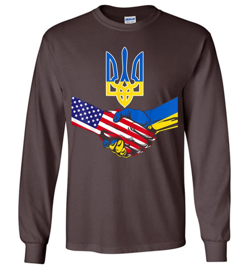 Inktee Store - Free Ukraine Ukrainian Us Flag Solidarity With Ukraine Long Sleeve T-Shirt Image