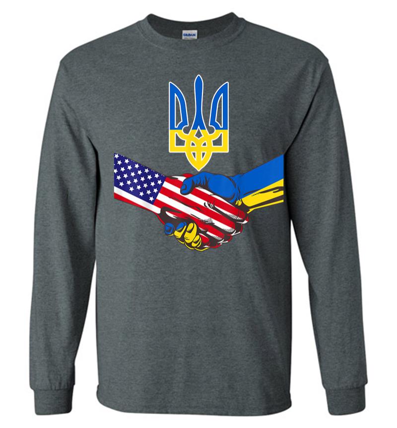 Inktee Store - Free Ukraine Ukrainian Us Flag Solidarity With Ukraine Long Sleeve T-Shirt Image