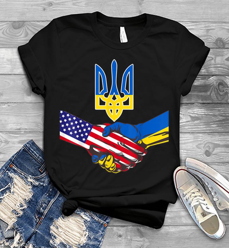 Free Ukraine Ukrainian Us Flag Solidarity With Ukraine Men T-shirt