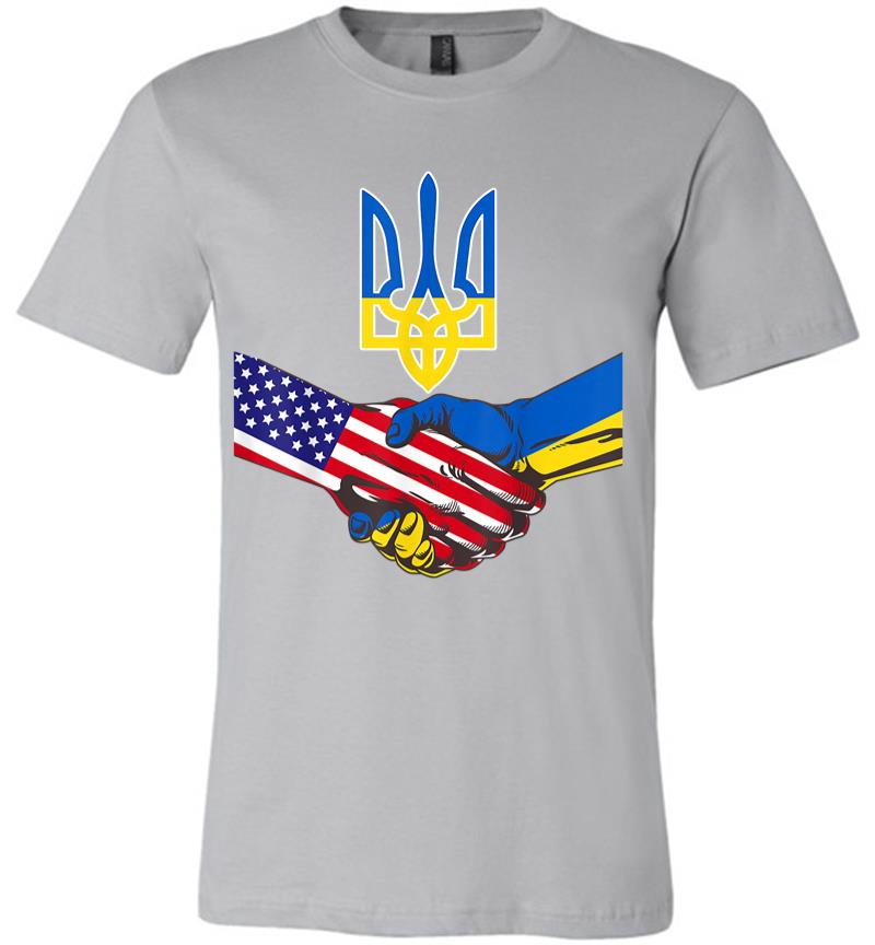 Inktee Store - Free Ukraine Ukrainian Us Flag Solidarity With Ukraine Premium T-Shirt Image