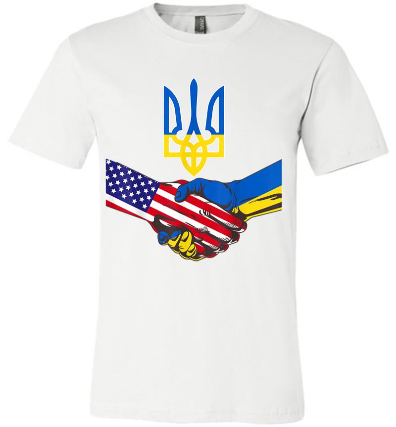 Inktee Store - Free Ukraine Ukrainian Us Flag Solidarity With Ukraine Premium T-Shirt Image