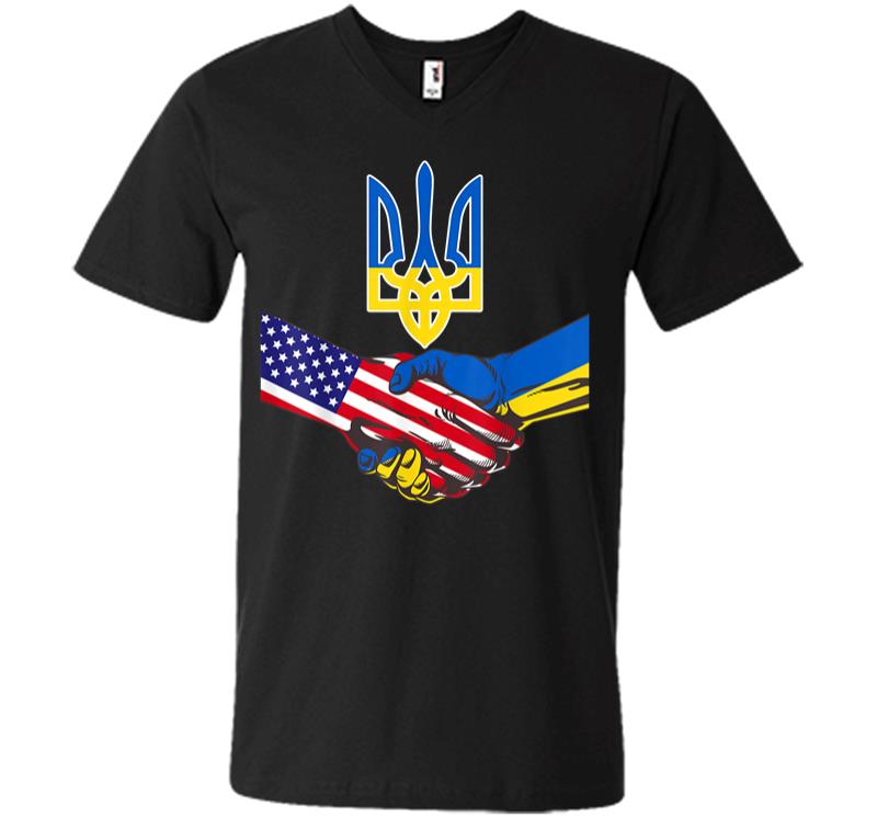 Free Ukraine Ukrainian Us Flag Solidarity With Ukraine V-neck T-shirt