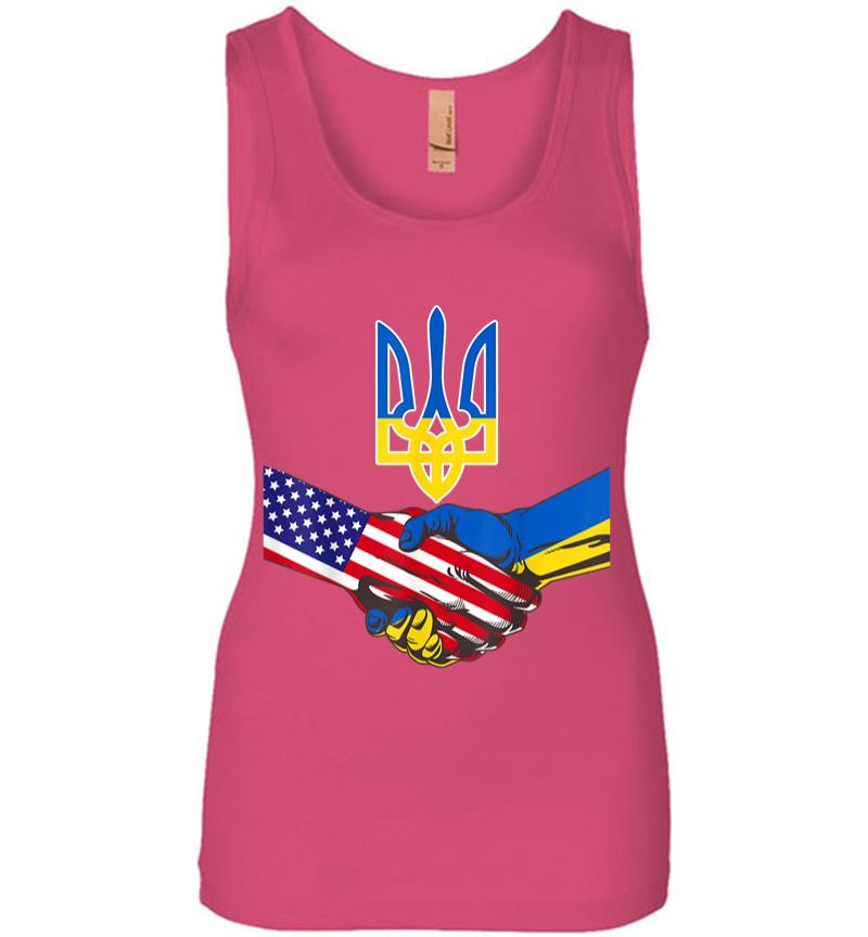 Inktee Store - Free Ukraine Ukrainian Us Flag Solidarity With Ukraine Women Jersey Tank Top Image