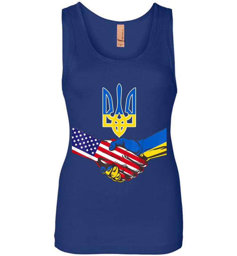 Inktee Store - Free Ukraine Ukrainian Us Flag Solidarity With Ukraine Women Jersey Tank Top Image