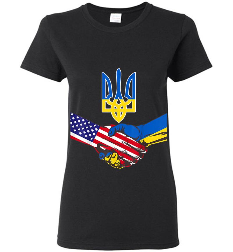 Free Ukraine Ukrainian Us Flag Solidarity With Ukraine Women T-shirt