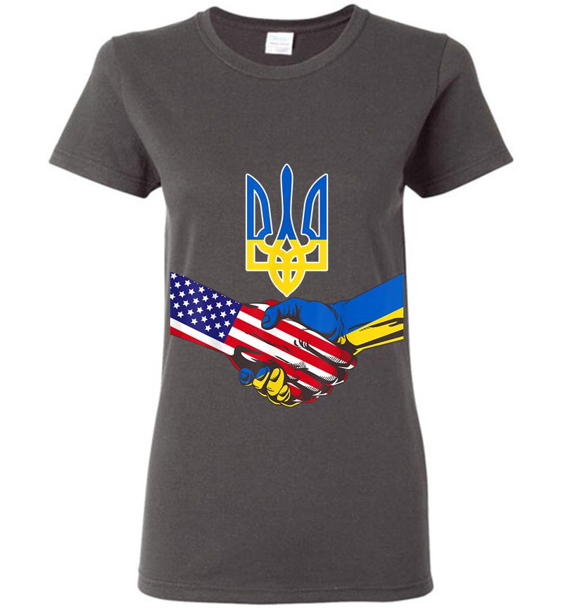 Inktee Store - Free Ukraine Ukrainian Us Flag Solidarity With Ukraine Women T-Shirt Image