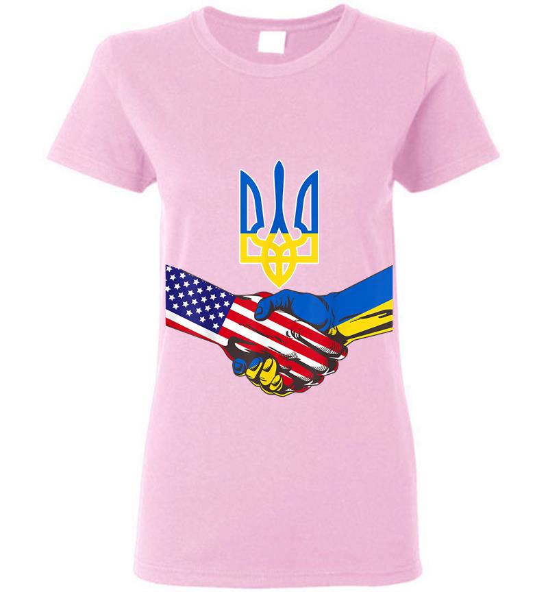 Inktee Store - Free Ukraine Ukrainian Us Flag Solidarity With Ukraine Women T-Shirt Image
