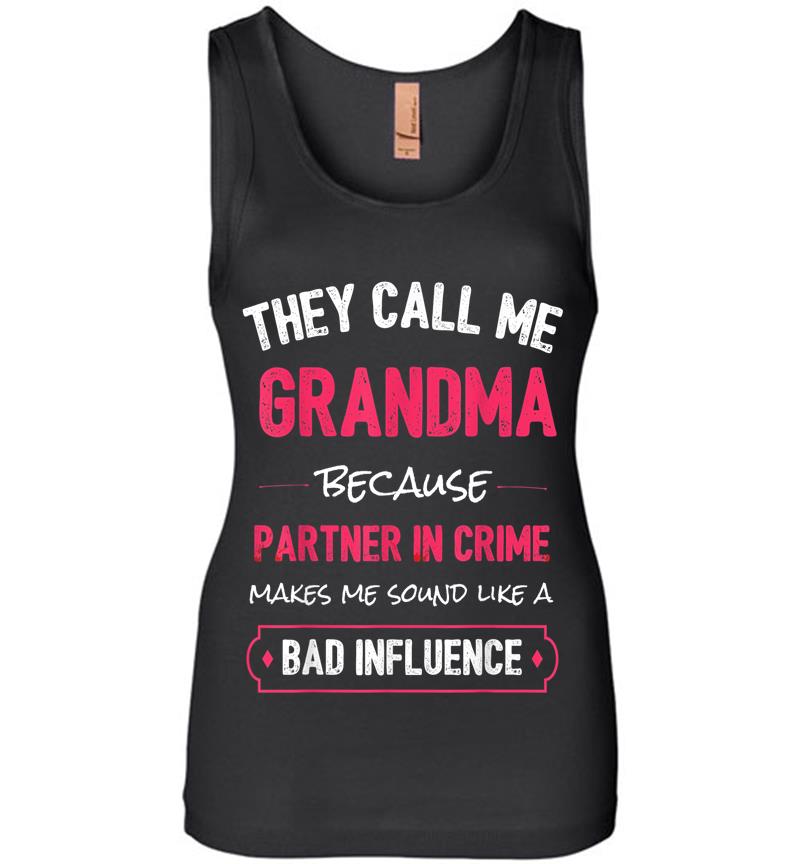 Funny Grandma , Grandma Partner In Crime Womens Jersey Tank Top