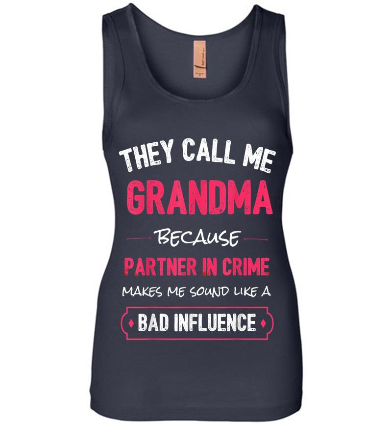 Inktee Store - Funny Grandma , Grandma Partner In Crime Womens Jersey Tank Top Image