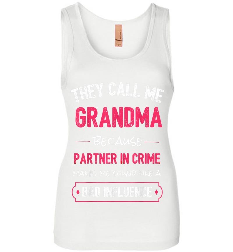 Inktee Store - Funny Grandma , Grandma Partner In Crime Womens Jersey Tank Top Image