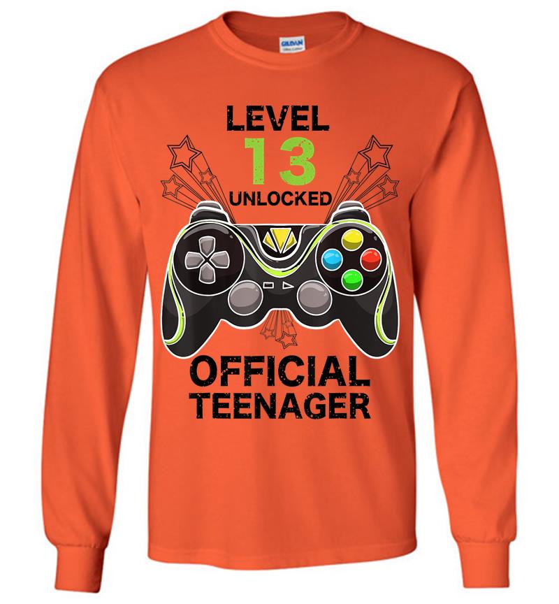 Inktee Store - Funny Level 13 Unlocked Official Nager Cool Birthday Long Sleeve T-Shirt Image