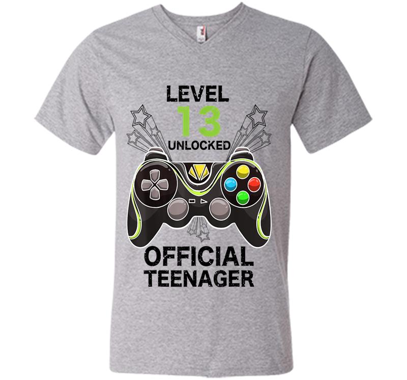 Inktee Store - Funny Level 13 Unlocked Official Nager Cool Birthday V-Neck T-Shirt Image