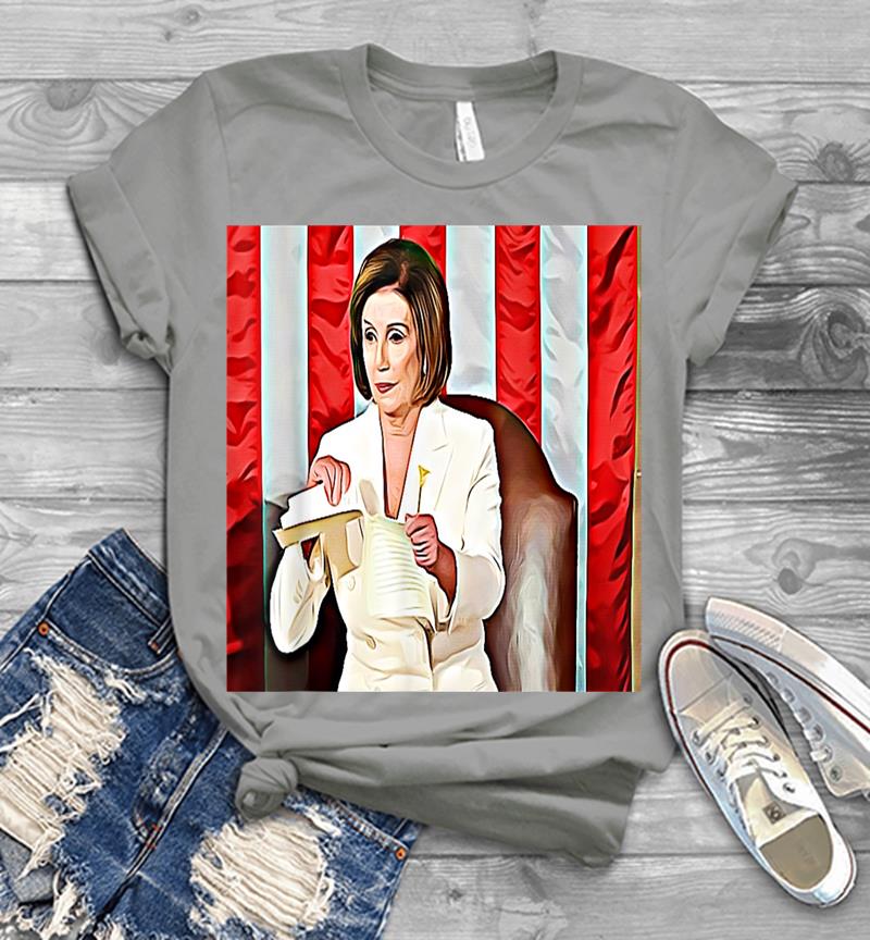 Inktee Store - Funny Nancy Pelosi Rips Up Trump'S Speech Anti Trump Meme Mens T-Shirt Image