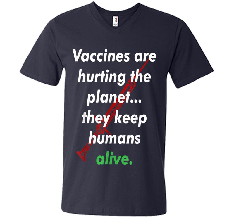 Inktee Store - Funny Pro Vaccination, Vaccines Are Hurting The Planet V-Neck T-Shirt Image