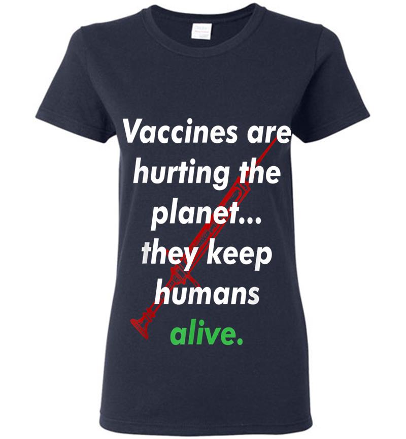 Inktee Store - Funny Pro Vaccination, Vaccines Are Hurting The Planet Womens T-Shirt Image