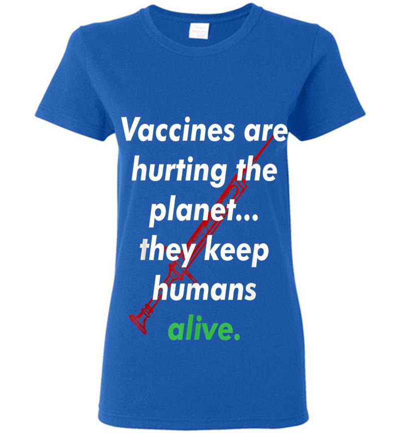 Inktee Store - Funny Pro Vaccination, Vaccines Are Hurting The Planet Womens T-Shirt Image