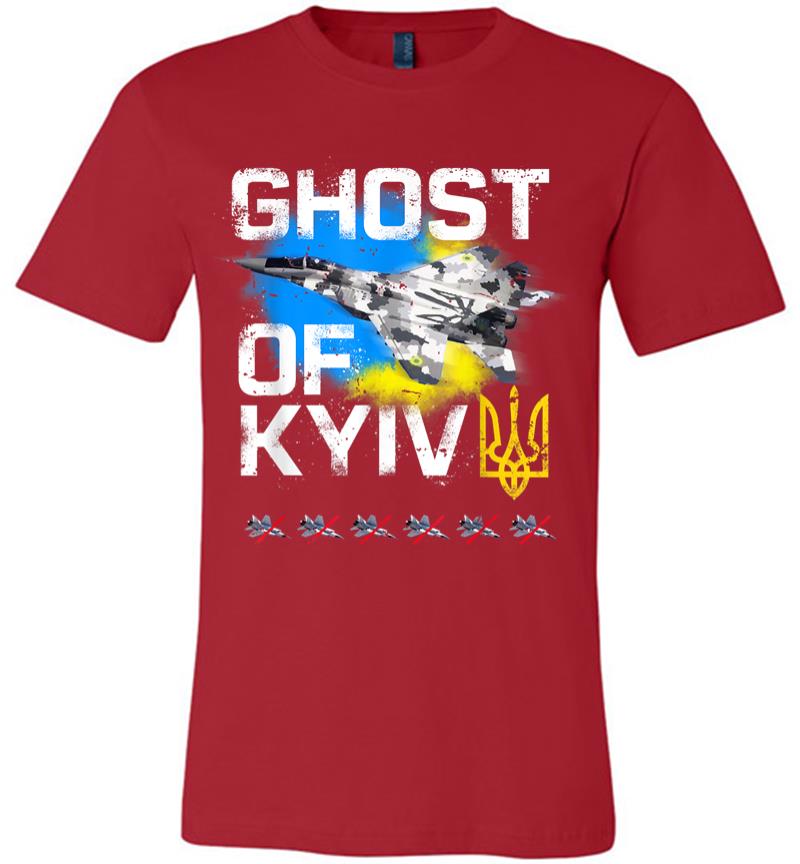 Inktee Store - Ghost Of Kyiv Ukraine Fighter Jet Premium T-Shirt Image