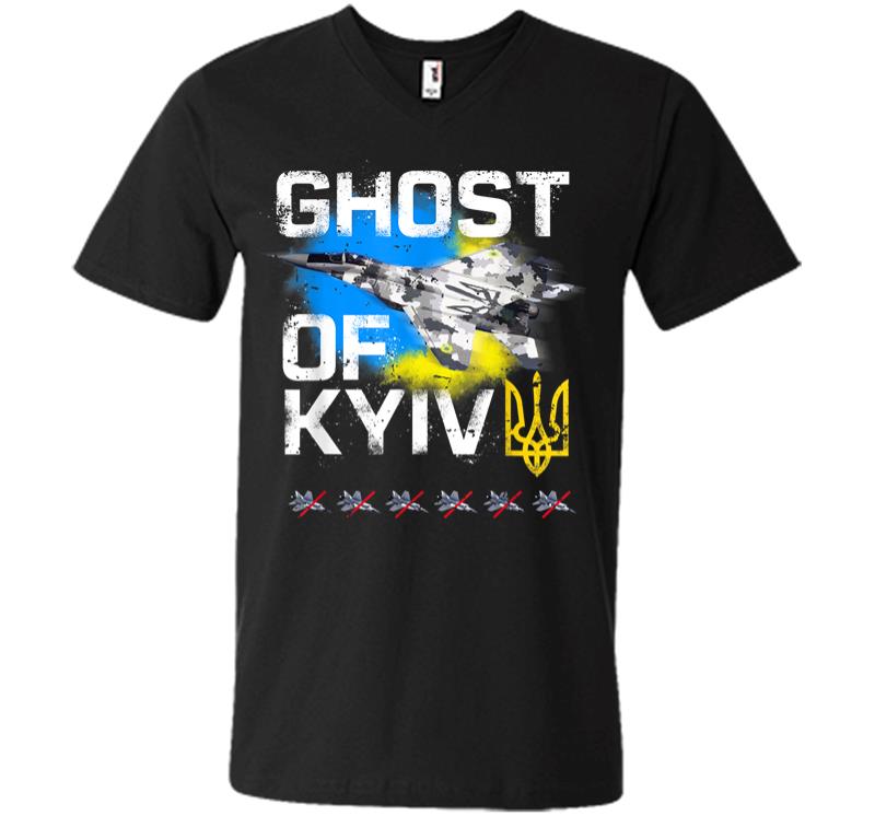 Ghost Of Kyiv Ukraine Fighter Jet V-neck T-shirt