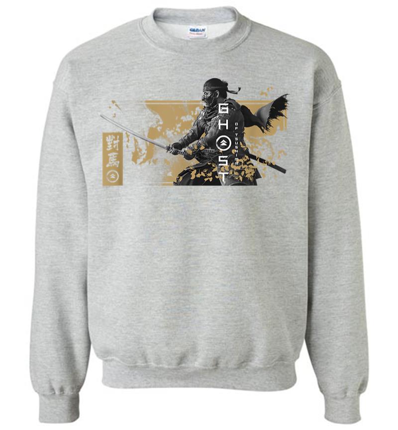 Inktee Store - Ghost Of Tsushima Katana With Falling Leaves Sweatshirt Image