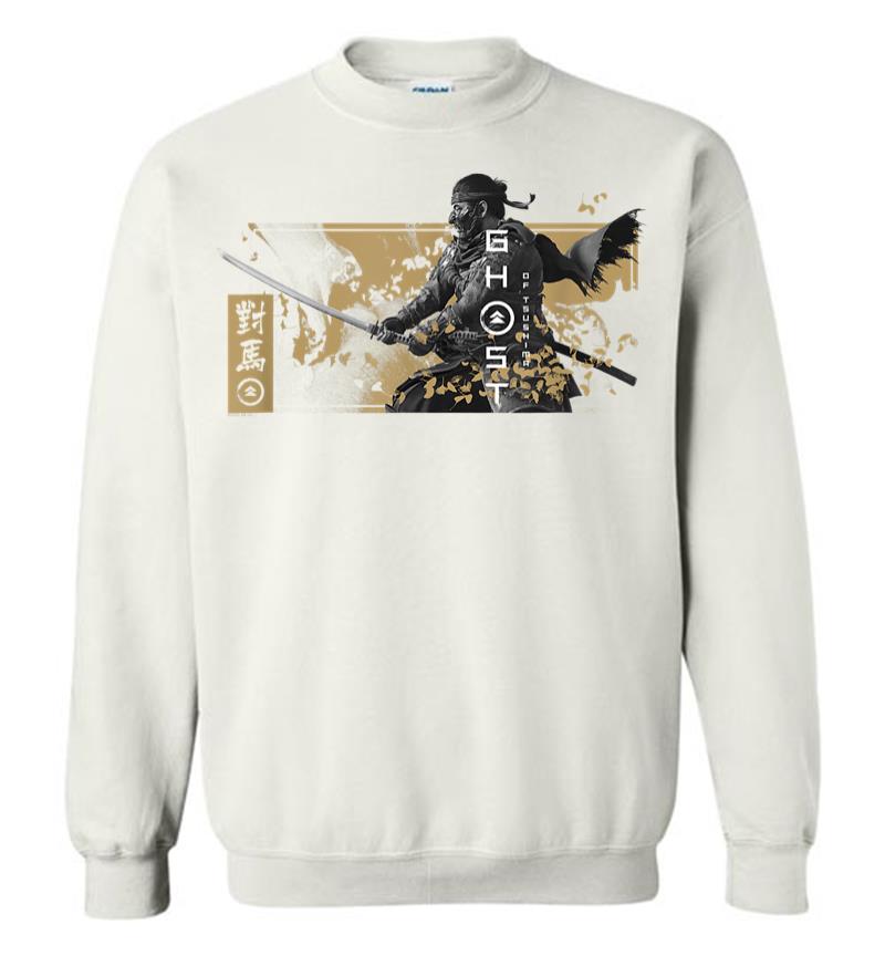 Inktee Store - Ghost Of Tsushima Katana With Falling Leaves Sweatshirt Image