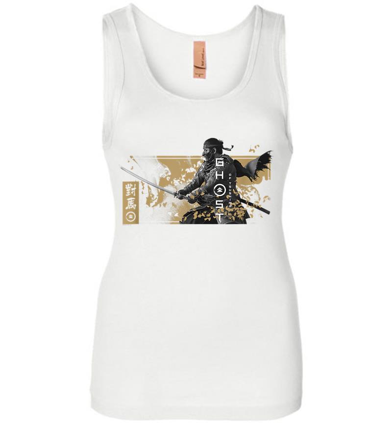 Inktee Store - Ghost Of Tsushima Katana With Falling Leaves Women Jersey Tank Top Image