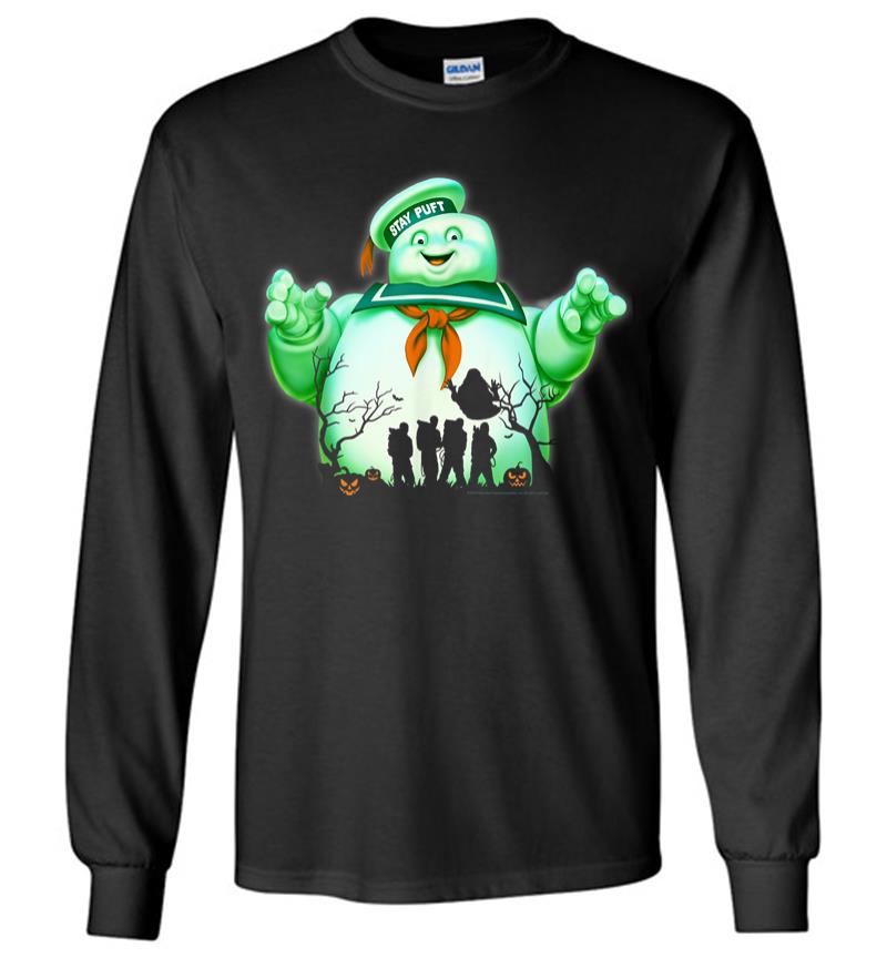 Ghostbusters Marshmallow Man Group Shot Silhouette Long Sleeve T-shirt