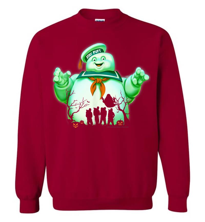 Inktee Store - Ghostbusters Marshmallow Man Group Shot Silhouette Sweatshirt Image