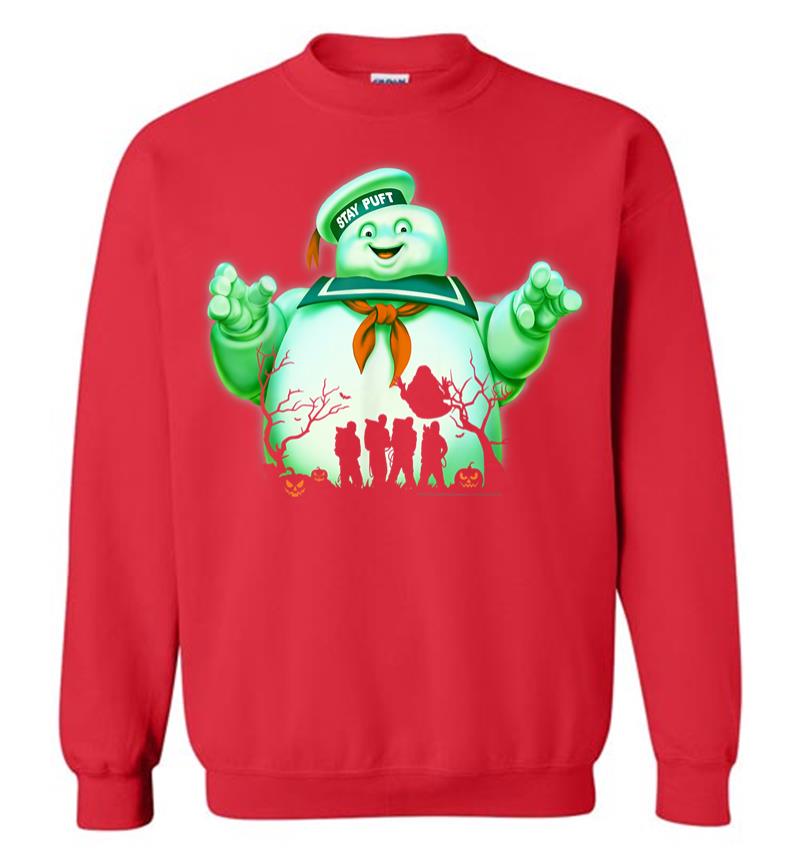 Inktee Store - Ghostbusters Marshmallow Man Group Shot Silhouette Sweatshirt Image