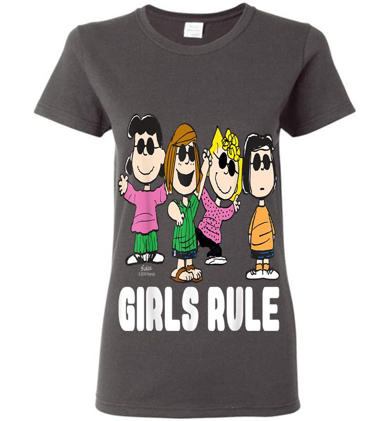 Inktee Store - Girls Rule Peanuts Snoopy Lucy Peppermint Patty Womens T-Shirt Image