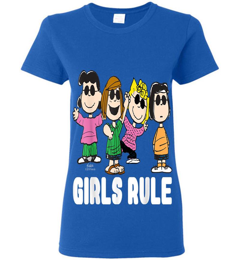 Inktee Store - Girls Rule Peanuts Snoopy Lucy Peppermint Patty Womens T-Shirt Image
