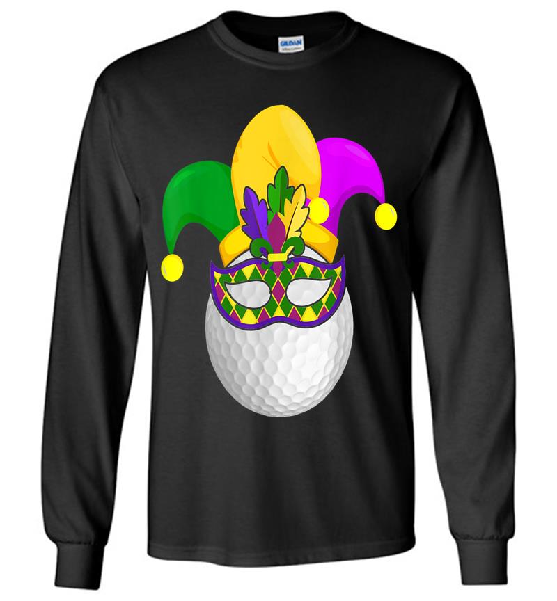 Golf Mardi Gras Carnival Mask Jester Hat Golf Lover Long Sleeve T-shirt ...