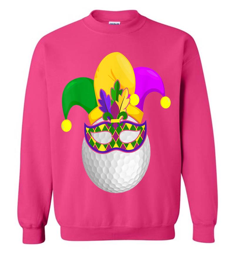 Inktee Store - Golf Mardi Gras Carnival Mask Jester Hat Golf Lover Sweatshirt Image