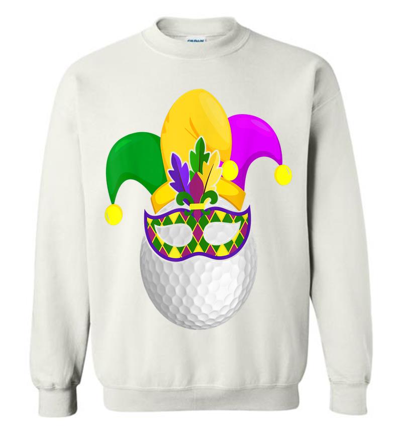 Inktee Store - Golf Mardi Gras Carnival Mask Jester Hat Golf Lover Sweatshirt Image