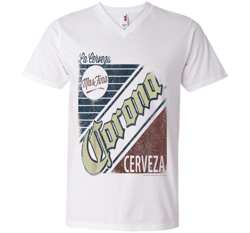 Inktee Store - Grey Corona Logo Short Sleeve Adult V-Neck T-Shirt Image