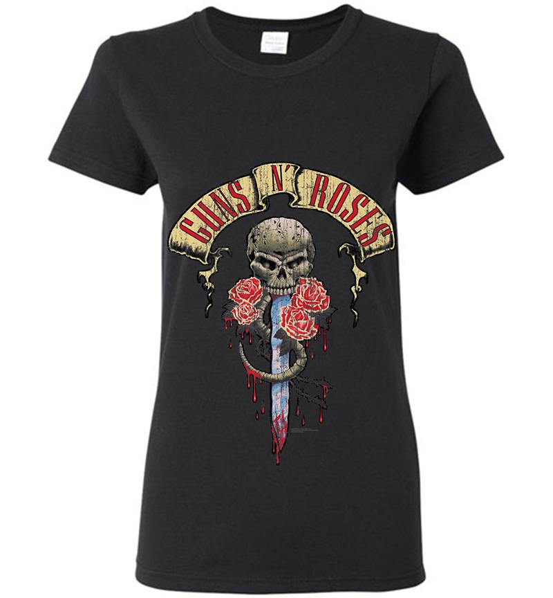 Guns N Roses Dagger Skull Womens T-Shirt