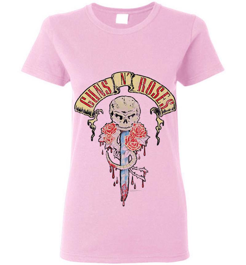 Inktee Store - Guns N Roses Dagger Skull Womens T-Shirt Image