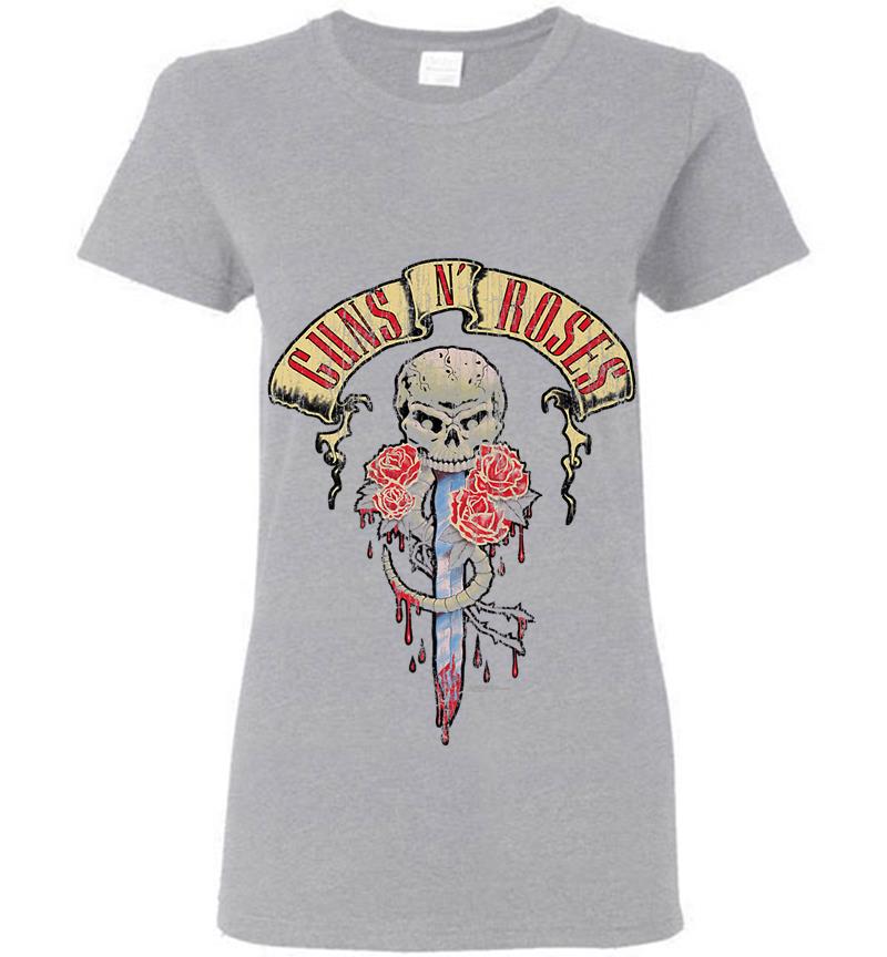 Inktee Store - Guns N Roses Dagger Skull Womens T-Shirt Image