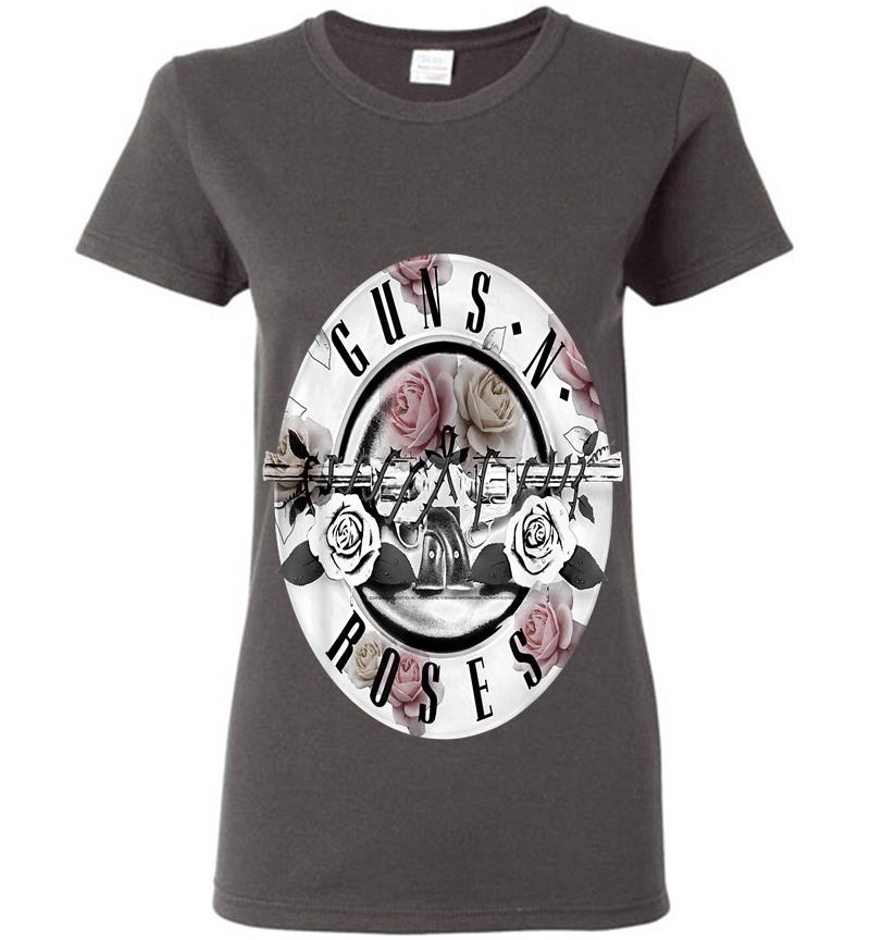 Inktee Store - Guns N Roses Floral Bullet Logo Womens T-Shirt Image