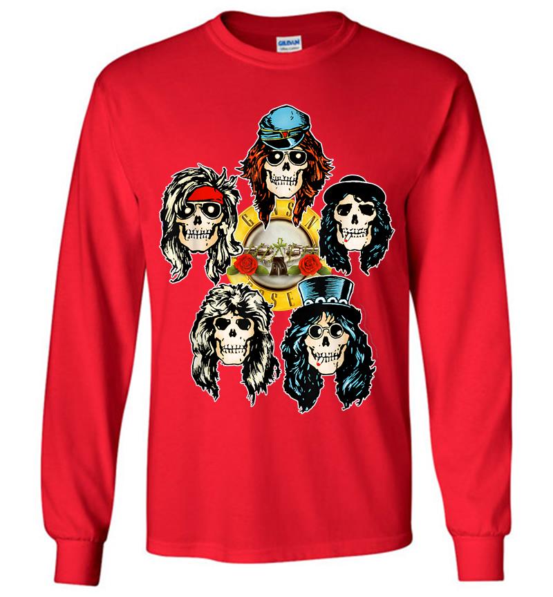 Inktee Store - Guns N' Roses Official Skull Heads Long Sleeve T-Shirt Image