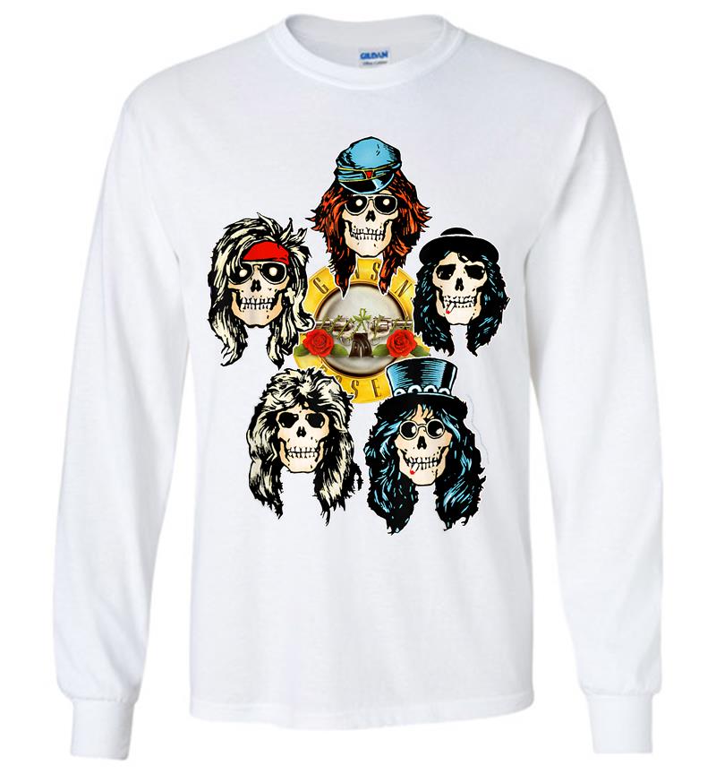 Inktee Store - Guns N' Roses Official Skull Heads Long Sleeve T-Shirt Image